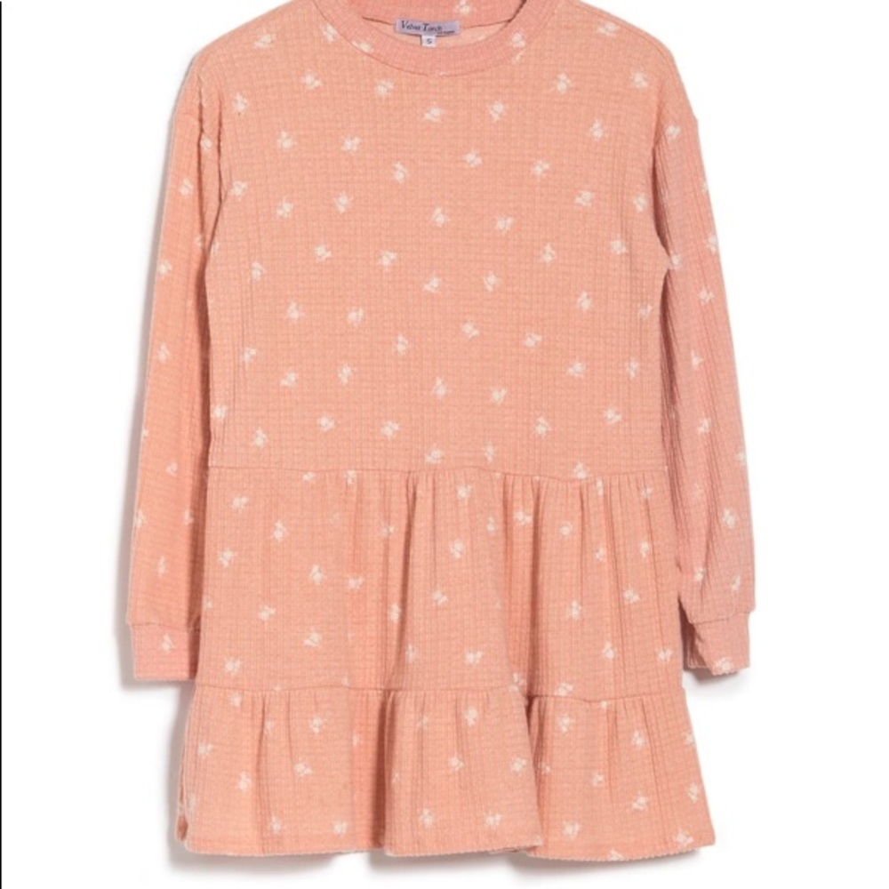 French Terry Tiered Dress in Dusty Rose